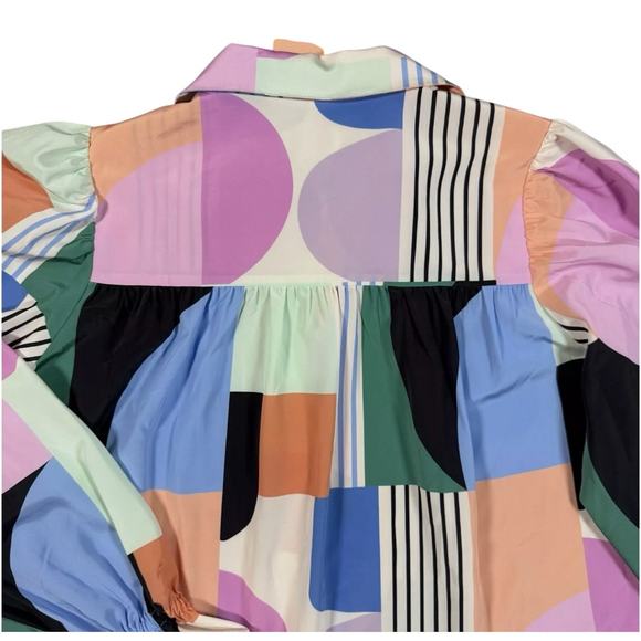 $182 CROSBY by Mollie Burch NELL Balloon Sleeve Button Front Shirt | XXL Multi - Picture 5 of 6
